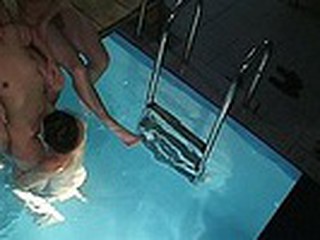 Spying in sauna is always worth the efforts! Enjoy the wild fuck session in the pool with the guy supporting lewd in nature's garb bimbo when his friend is wildly pumping her fur pie with water slopping inside the hole!